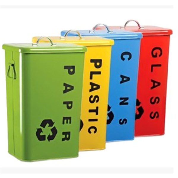 5Cgo 41556601834 可回收戶外家用室外收納桶廚房衛生間金屬簡約分類鐵皮帶蓋垃圾桶辦公室廢紙簍40L CHX39100