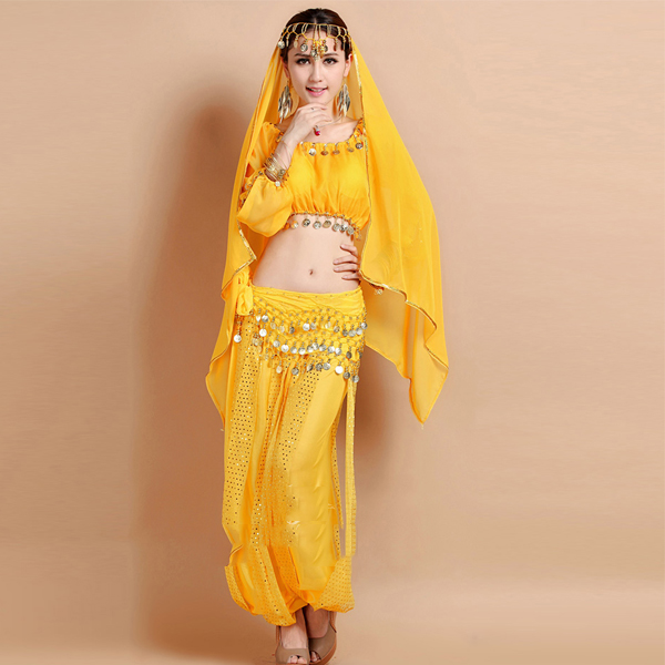 5Cgo 19341810923 印度風吊幣上衣燈籠褲肚皮舞套裝印度服飾印度舞演出服套裝 印度舞裙  GSX58000