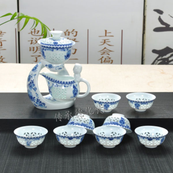 5Cgo 42902086813 功夫茶具玲珑茶具套裝全自動茶具薄胎镂空茶具玲珑茶杯懶人衝茶器 WXP88100