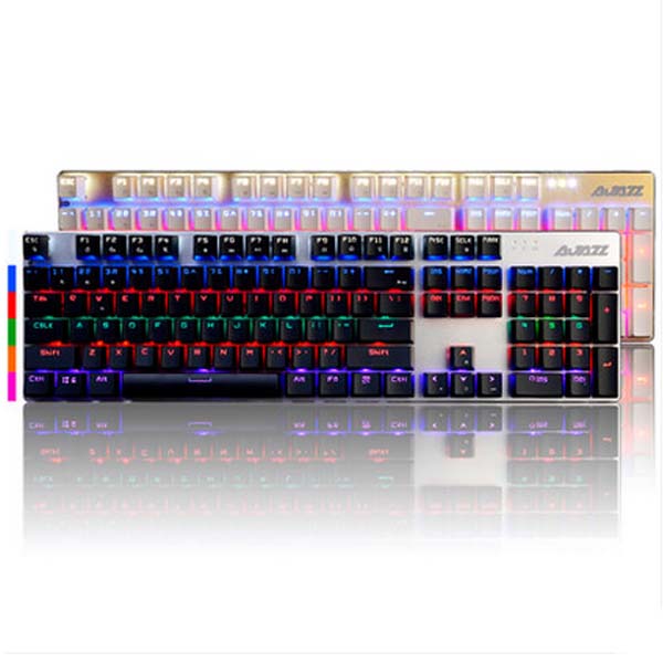 5Cgo 530736210242 黑爵機械戰警 電腦遊戲電競背光機械鍵盤104鍵青軸黑軸英文鍵盤  白金青軸 WXX90200