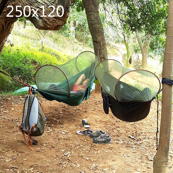 5Cgo 532127146999 戶外降落傘布自帶防蚊蟲蚊帳便攜野營野外單人雙人吊床露營250x120 XMJ85100