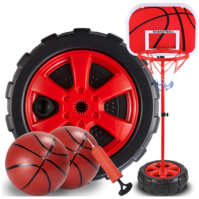 5Cgo 575854379172 兒童室內運動可升降高低充氣籃球架男孩女孩幼稚園投籃運動玩具寶寶投籃框3-6歲皮球玩具輪胎-1.3米 AGL43000