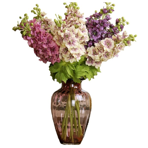 5Cgo 15247027584 歐式大飛燕草套裝(花瓶+8花)  整體花藝  仿真花  假花 絹花 裝飾花 餐桌花   AGL00300