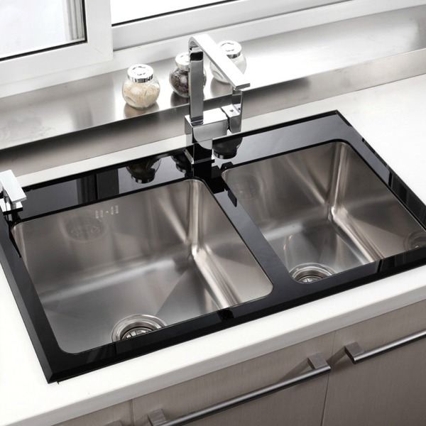 5Cgo 15490155352 不鏽鋼水槽雙槽304右小左大 廚房流理台檯下盆 黑色鋼化玻璃FR503 WOD05810